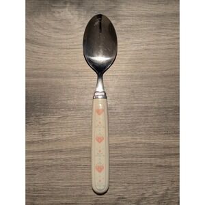 Vintage Corelle Forever Yours Replacement Flatware Oval Soup Spoon 7 5/8" Hearts